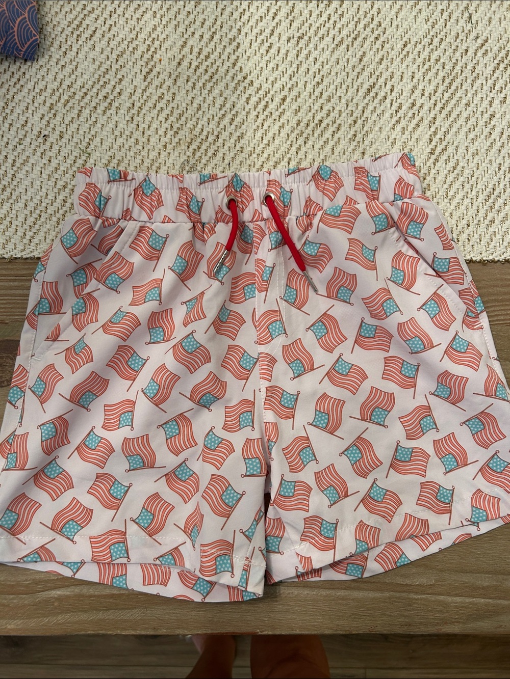 Kids' Flag Print Swim Trunks